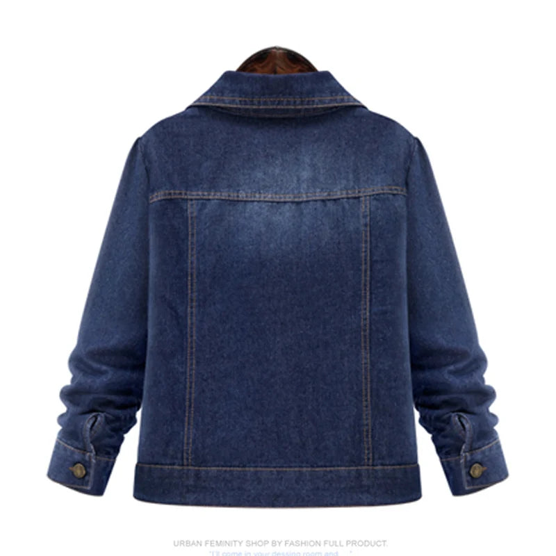 Large size 5XL 2020 Autumn Winter Women Denim Jacket  Long Sleeve Short Denim Coat For Women Jeans Jacket Plus Size Outwear