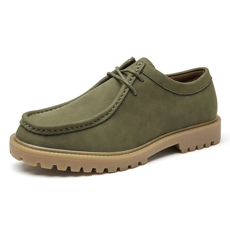 Men's Retro Casual Leather Shoes Classic Japanese Workwear for Outdoor Hiking Lace-Up
