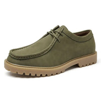 Men's Retro Casual Leather Shoes Classic Japanese Workwear for Outdoor Hiking Lace-Up