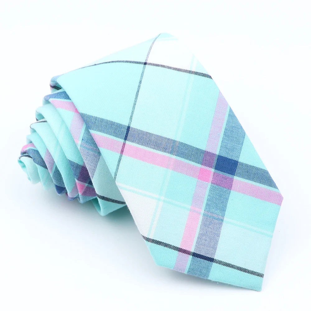 Fashion Plaid Tie For Men Women Colorful Skinny Cotton Necktie For Wedding Bussiness Casual Man's Neckties Suits Flower Cravat