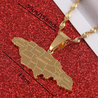 Stainless Steel Gold Color Jamaica Pendant Necklaces Fashion Jamaican Flag Charm Jewelry