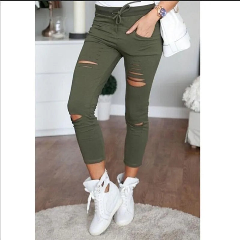 2023 New Ripped Jeans for Women Women Big Size Ripped Trousers Stretch Pencil Pants Leggings Women Jeans High Quality