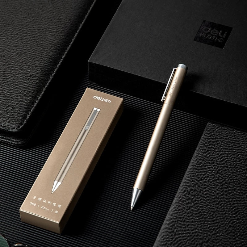 Xiaomi Deli Metal Sign Pen Ballpen Signing Pen 0.5MM Gel PREMEC Smooth Switzerland Refill Black Ink Office School Writing Pen
