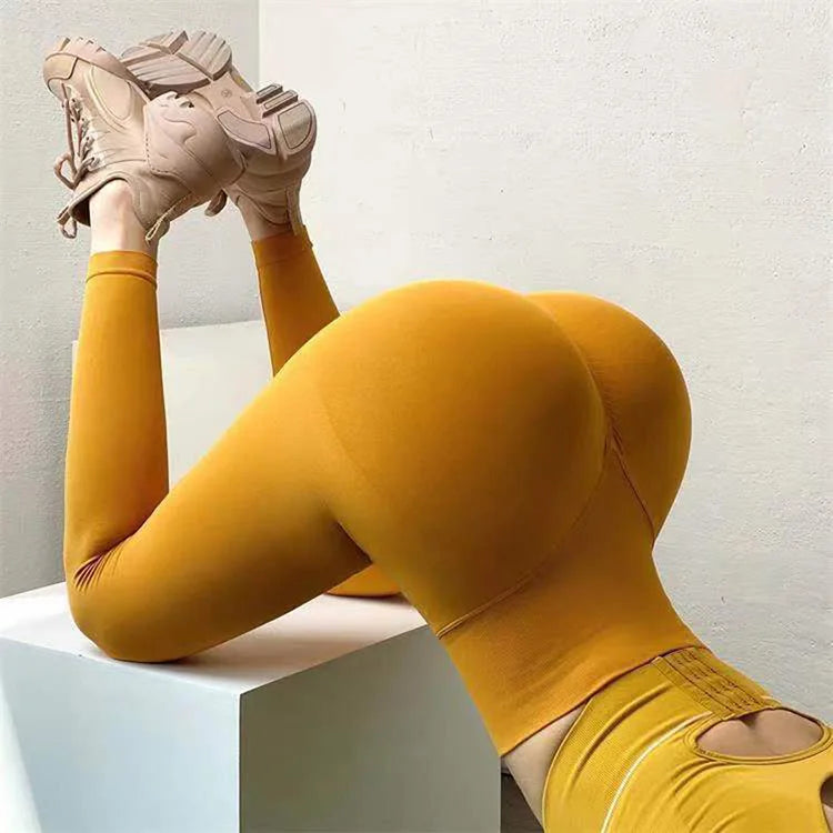 Custom OEM Seamless Sports Tights Fitness Gym Yoga Pants Booty Lift Squat High Waisted Workout Scrunch Yoga Leggings for Women