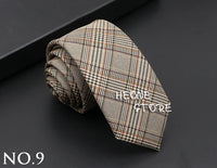 Mens Classic Cotton Ties High Quality Handmade Skinny 6CM Neck Tie Plaid Solid Color Striped Narrow Business Shirt Accessories