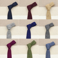 High Quality 100% Wool Tie Slim Solid Red Yellow Blue Ties Handmade Casual Fashion Men Woven Skinny Necktie For Wedding Party