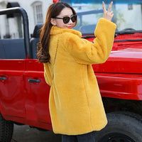 Winter Women High Quality Faux Rabbit Fur Coat Luxury Fur Coat Loose Lapel OverCoat Thick Warm Plus Size Female Plush Coats