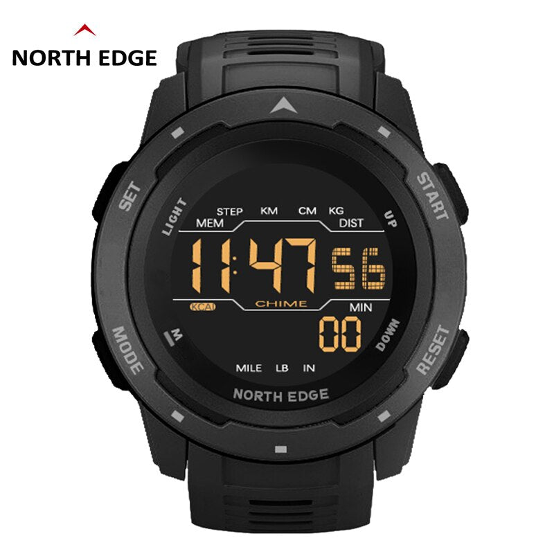 NORTH EDGE Mars Men Digital Watch Men&#39;s Military Sport Watches Waterproof 50M Pedometer Calories Stopwatch Hourly Alarm Clock