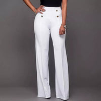 Loose Women Pants High Waist Flared Trousers Elastic Loose Slacks Solid Color Full Length Wide Leg Dress Pants Trousers