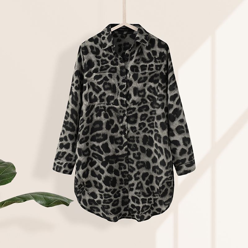 Celmia Women Blouses Fashion Leopard Printed Shirts 2023 Summer Long Sleeve Tunic Tops Casual Loose Buttons Office Lady Blusas