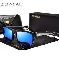 AOWEAR HD Night Vision Glasses Men Aluminium Yellow Lens Sunglasses Men Polarized Night Safe Driving Goggles Oculos Gafas De Sol