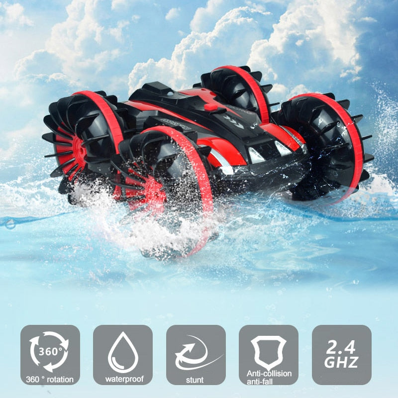 360 Rotate Rc Cars Remote Control Stunt Car 2 Sides Waterproof Driving On Water And Land Amphibious Electric Toys For Children