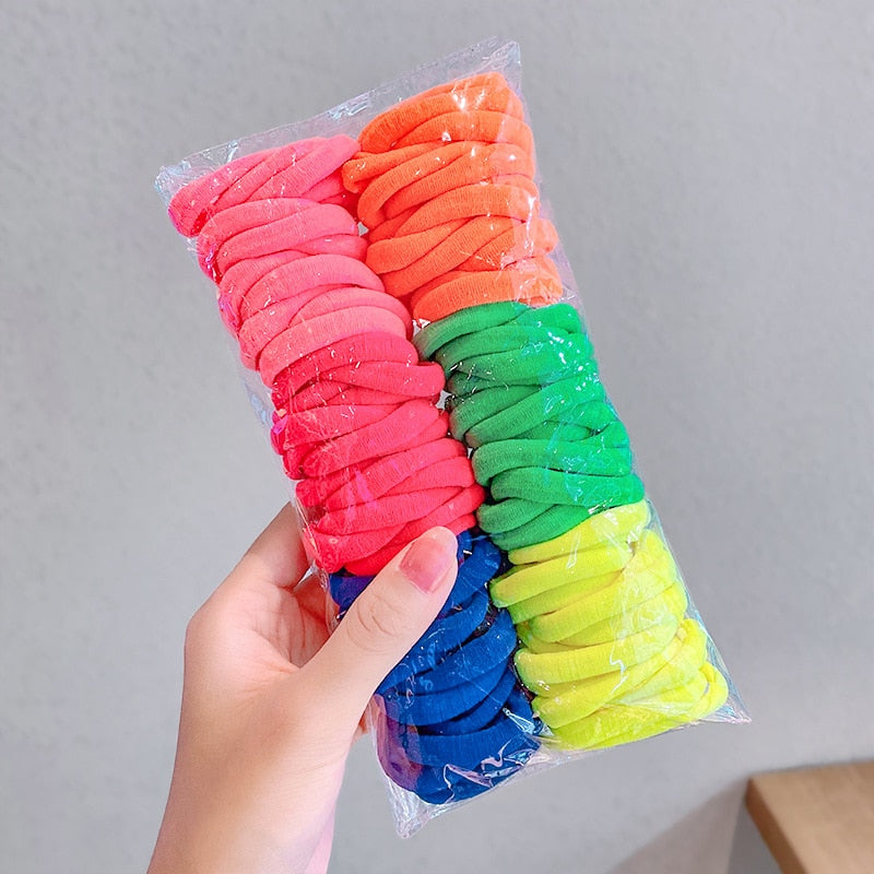50/100pcs Girls Elastic Hair Accessories For Kids Black White Rubber Band Ponytail Holder Gum For Hair Ties Scrunchies Hairband
