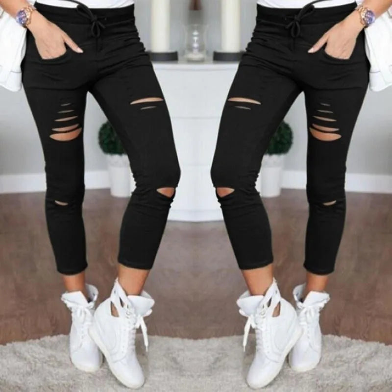 2023 New Ripped Jeans for Women Women Big Size Ripped Trousers Stretch Pencil Pants Leggings Women Jeans High Quality