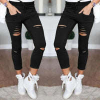 2023 New Ripped Jeans for Women Women Big Size Ripped Trousers Stretch Pencil Pants Leggings Women Jeans High Quality