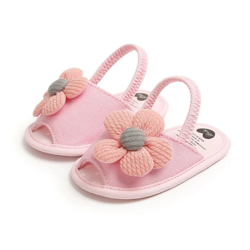 Summer Infant Baby Shoes Girl Flats Sandals Soft Sole Anti-Slip Flower Pure Crib Shoes Newborn First Walker Hot Sale