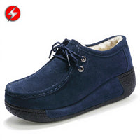Women Platform Shoes Casual Shoes Women Pu Leather Wedges Flats Rubber Boots for Women