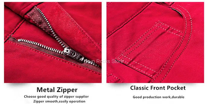 White Jeans Men Plus Size 36 38 40 Loose Oversized Red Trousers Stretched Denim Mens Casual Slim Fit Straight Elastic Man Pant