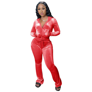 Sexy 2022 Two Piece Sets Casual Matching Sets Velvet Tracksuit Outdoor Womens Pants Suits