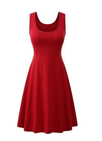 Summer Dress Women Sexy Sleeveless Tank Solid Square Collar Multicolor A-line Dresses 2021 High Waist Female Casual Red Vestidos