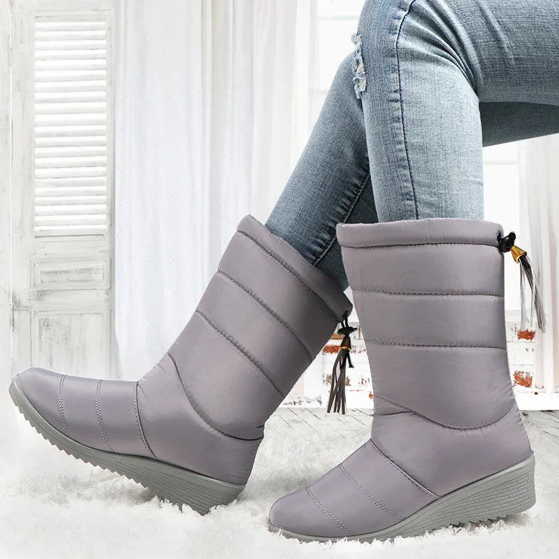 Winter Women Boots Ankle Boots Down Snow Boots Waterproof Tassel Winter Shoes Women Warm Fur Black Boots Female Botas Mujer