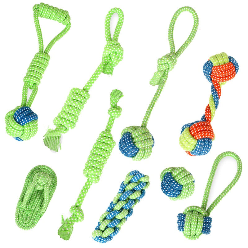 1pc Pet Dog Toy Rope Double Knot Cotton Braided Dog Rope