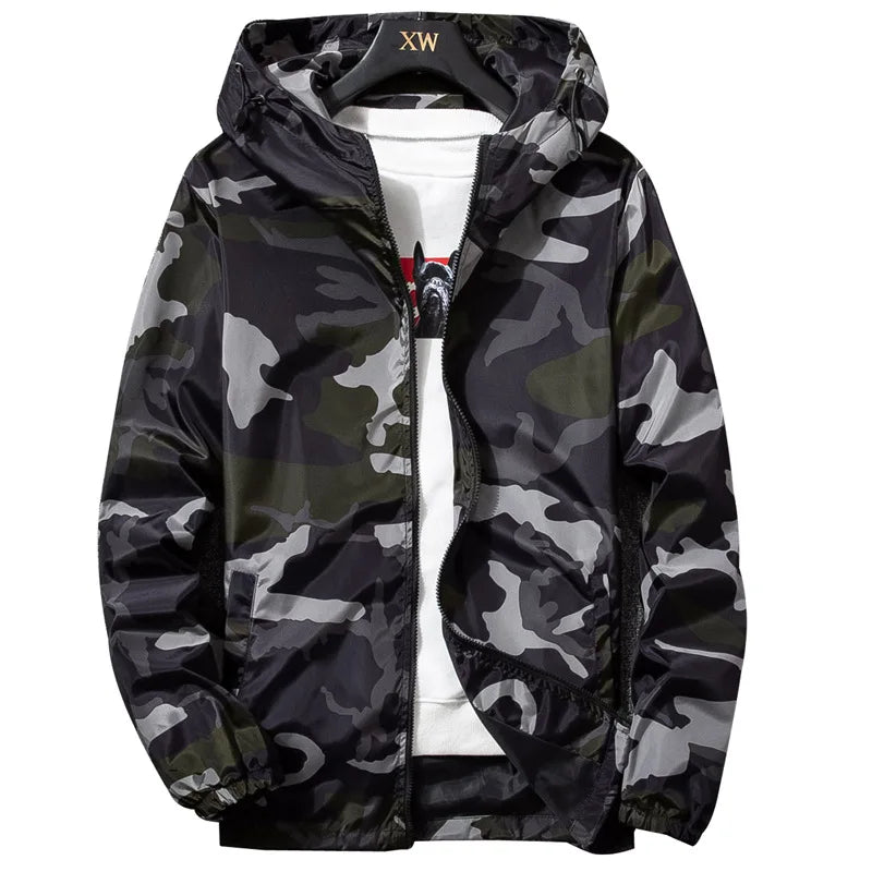 Camouflage Lightweight Jackets Men Hooded Slim Fit Long Sleeve Zipper Coat Army Tactical Military Jackets Men Clothing 2021