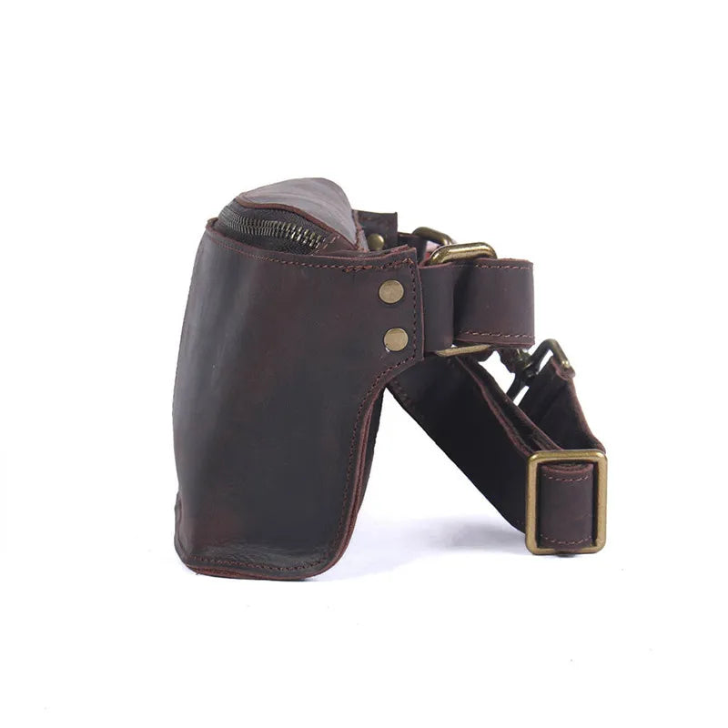 PNDME retro multifunctional genuine leather men's chest bag crazy horse cowhide waist pack sports small shoulder messenger bags
