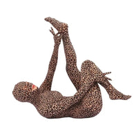 Sexy Leopard One Piece Tights Full Coat Zentai Separate Fingers Zipper Open Crotch Bodysuit Cosplay Performance Jumpsuit Unitard