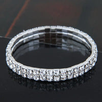 TREAZY 1-10 Rows Rhinestones Bridal Wedding Bangles Gold/Silver Color Crystal Stretch Bracelet Women Wristband Elastic Jewelry