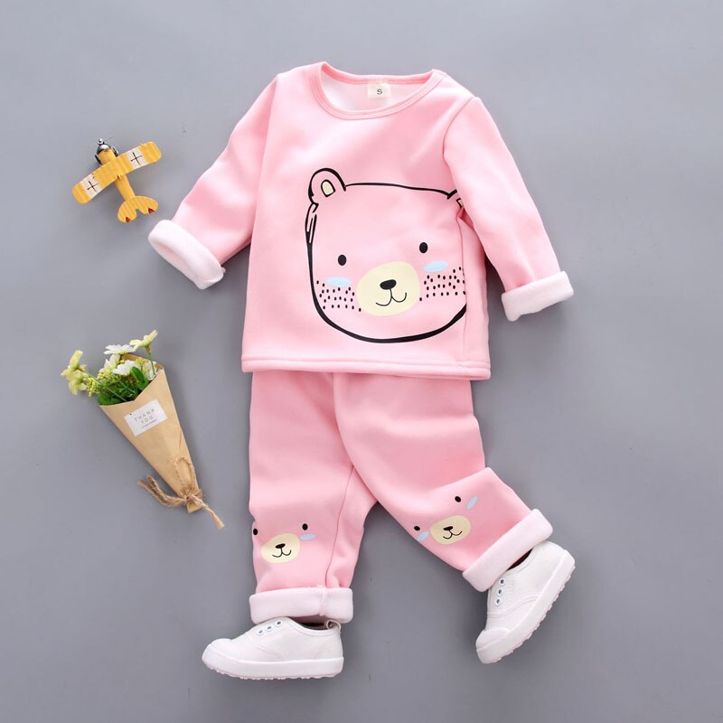 Kids Pajama Sets 1- 3Y Baby Girl Cotton Pajamas Winter Warm Underwear Thermal Clothes Thicken Children Clothing Girls Clothes