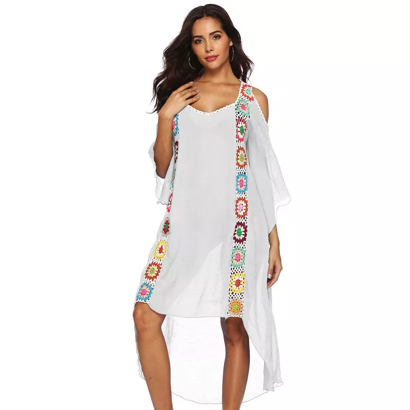 Big Size Beach Cover Up Crochet Maxi Dress Swimwear Robe Cover-ups For Women Ups White Pareo Suit Swim Wear xxl Beachwear 2022