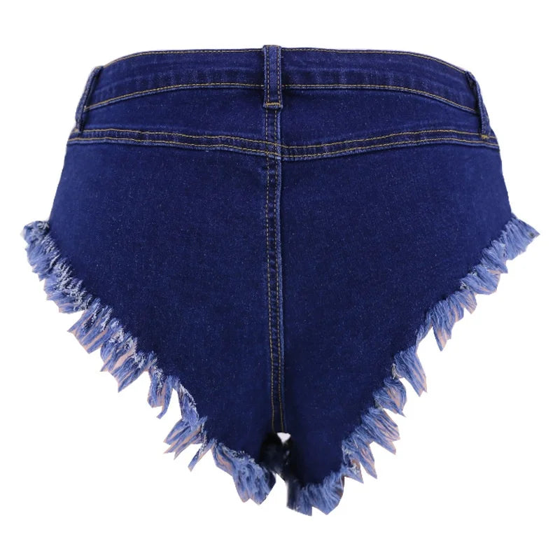 High Ultra Short Skinny Mid Waist Casual Summer Denim Shorts for Women Sexy Nightclub Queen DJ Style
