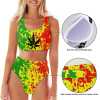 Sexy Two Piece Set Women Bikini Swimsuit Jamaican Flag Pattern Sleeveless Camis Bikini Badeanzug Biquini Brasileiro Beach Wear