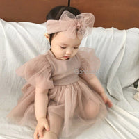 Dibeberabbit Lace Girls Dress Newborn Baby Girls Romper Dress Princess Christening Gown Girls Clothes For 1st Birthday Party