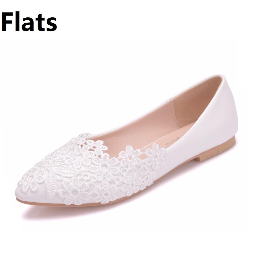 New Arrival Women's Wedding Shoes Flat Lace Wedding Shoes Flat / 36 / White
