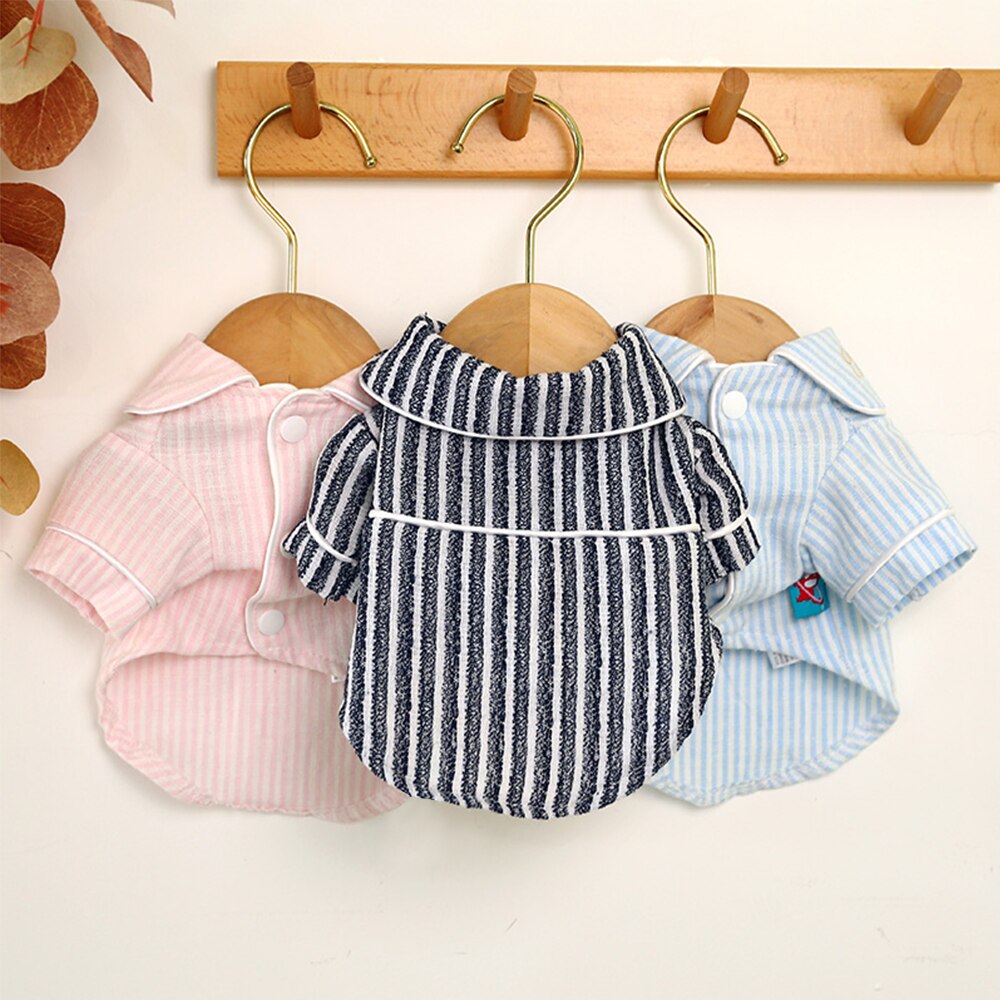 Soft Puppy Dog Pajamas Cat Sleeping Clothes Striped Pet Clothing Indoor Small Medium Dogs Cats Pajamas Bathrob Pink Perro