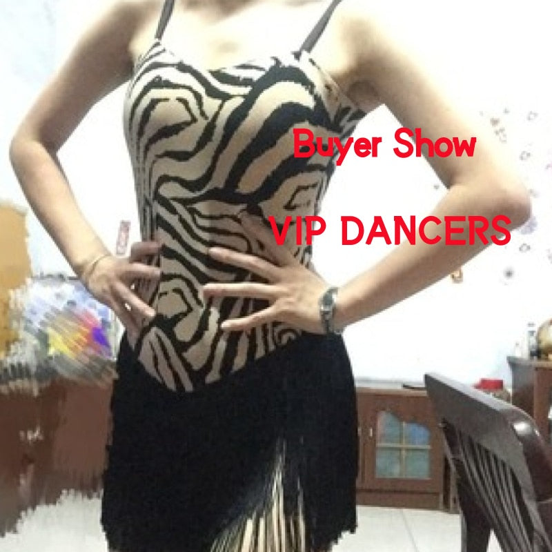 2021 Latin Dance Dress For Women Fringed dress Leopard Sleeveless Dress