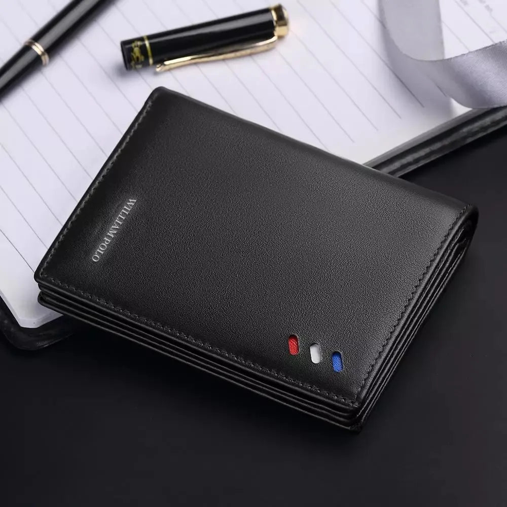 Men Wallets Leather Purse credit card Luxury Card package 2022 WILLIAMPOLO Genuine Leather Men's WalletsNew Design Men Short