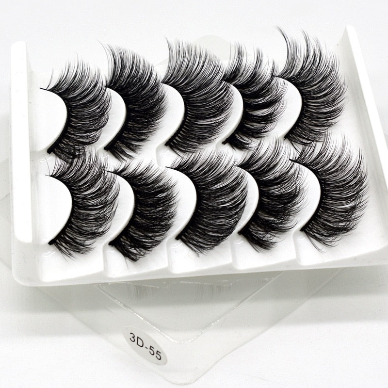 5 Pairs Faux Mink Eyelashes Fluffy Wispy Long Dramatic False Lashes Thick Volume Fake Eyelashes Natural Soft Extension Eyelash