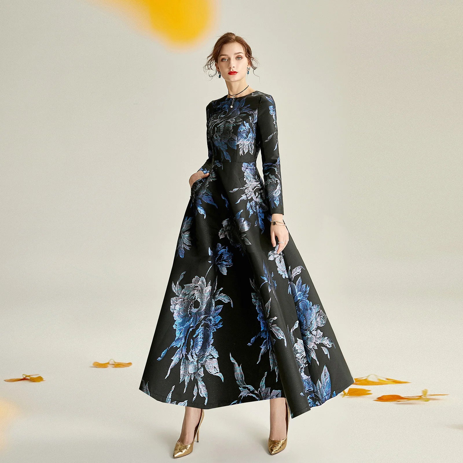 Good Quality New Women's Jacquard Long Sleeve Maxi Dress Slim Elegant Boho Floral Fashion Clothing Vintage Ladies Party Fall Good Quality New Women's Jacquard Long Sleeve Maxi Dress Slim Elegant Boho Floral Fashion Clothing Vintage Ladies Party Fall