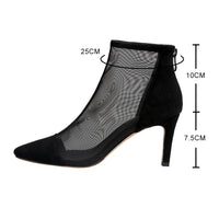 Sexy Mesh Boots Women Pointed Toe High Heels Woman&#39;s Shoes Thin Heel Pumps Ladies Party Wedding Sandals Cool Boot Female Booties