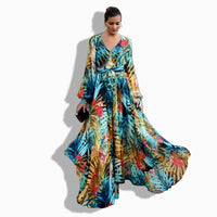 2023 Spring Boho Maxi Dress Vintage V Neck Lantern Sleeve Elegant Evening Party Long Dresses Women Tunic Plus Size 5XL Vestidos