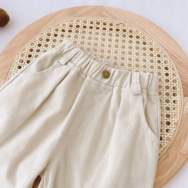 MILANCEL 2024 Spring Autumn Solid Kids Boys Straight Pants Fashion Children Clothing Trousers Brief Jeans for 1-6 Years