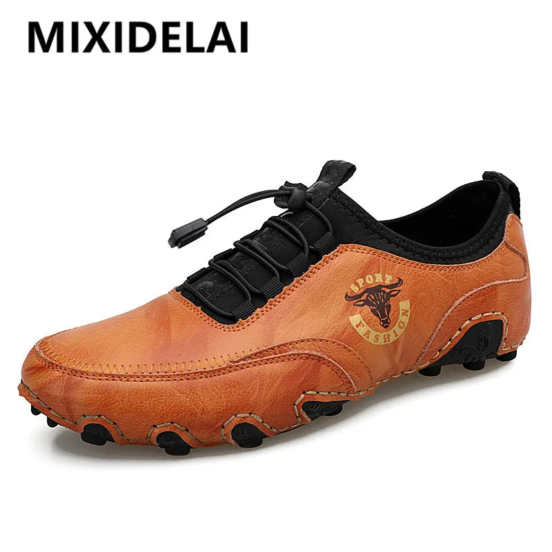 2024 New Men's Casual Shoes Fashion Comfortable Men's Shoes High Quality Leather Men Driving Shoes Handmade Flat Shoes Size 48