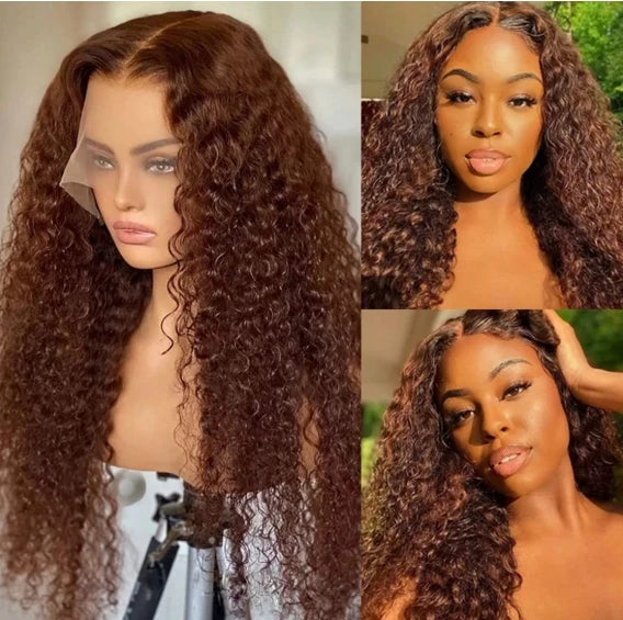 Wholesale Before Lace 13*4 Wig Brown Long Hair Small Curls Fashion Women in Africa and America