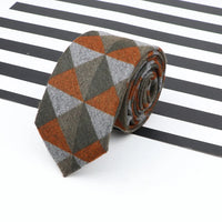 Men's  Business Diamond Check Tie Artificial Wool Cotton Dark Color Tie Striped Black Grey Necktie For Daily Accessory Paty Gift