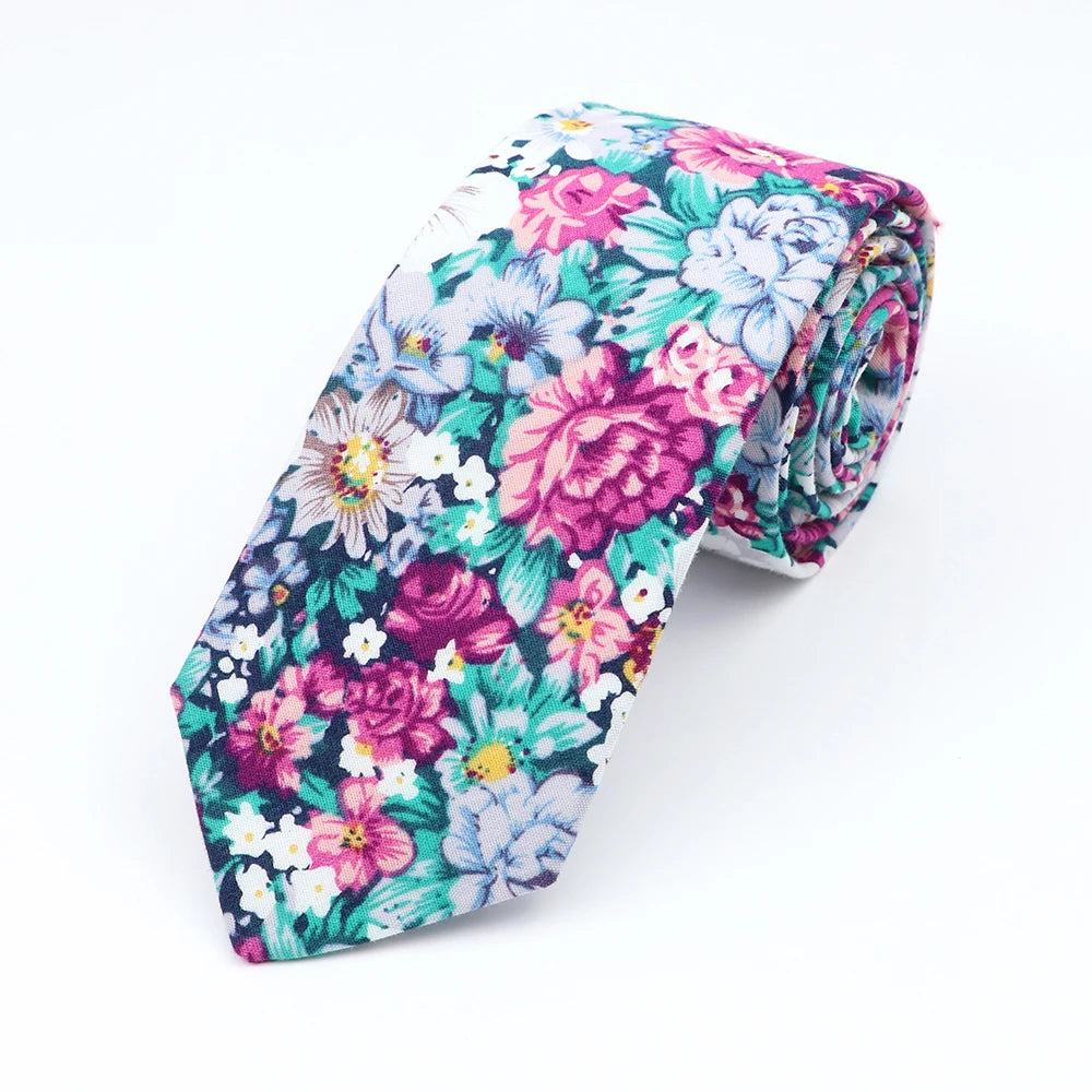 New Floral Elegant Tie For Men Women 100% Cotton Beautiful Flower Paisley Necktie Narrow Skinny Cravat Wedding Casual Corbatas