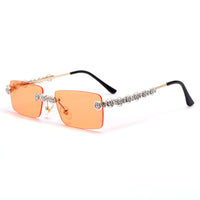 Rimless Diamond Sunglasses Women 2021 Rectangle Steampunk Sun Glasses Crystal Vintage Rhinestone Glasses Eyewear UV400 Oculos