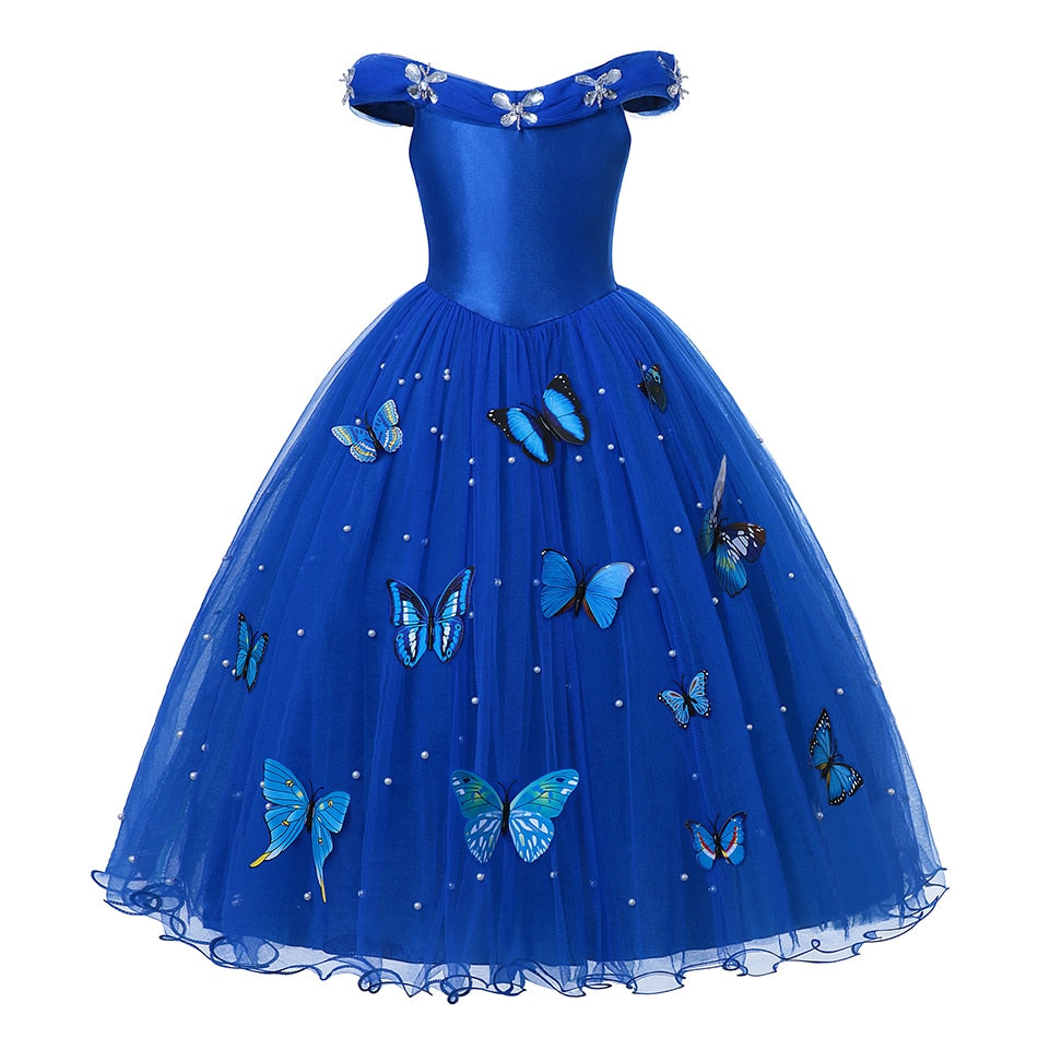 Disney Girls Cinderella Cosplay Costume Dress Kids Sleeveless Princess Party Dresses for Baby Girl Halloween Birthday Clothes